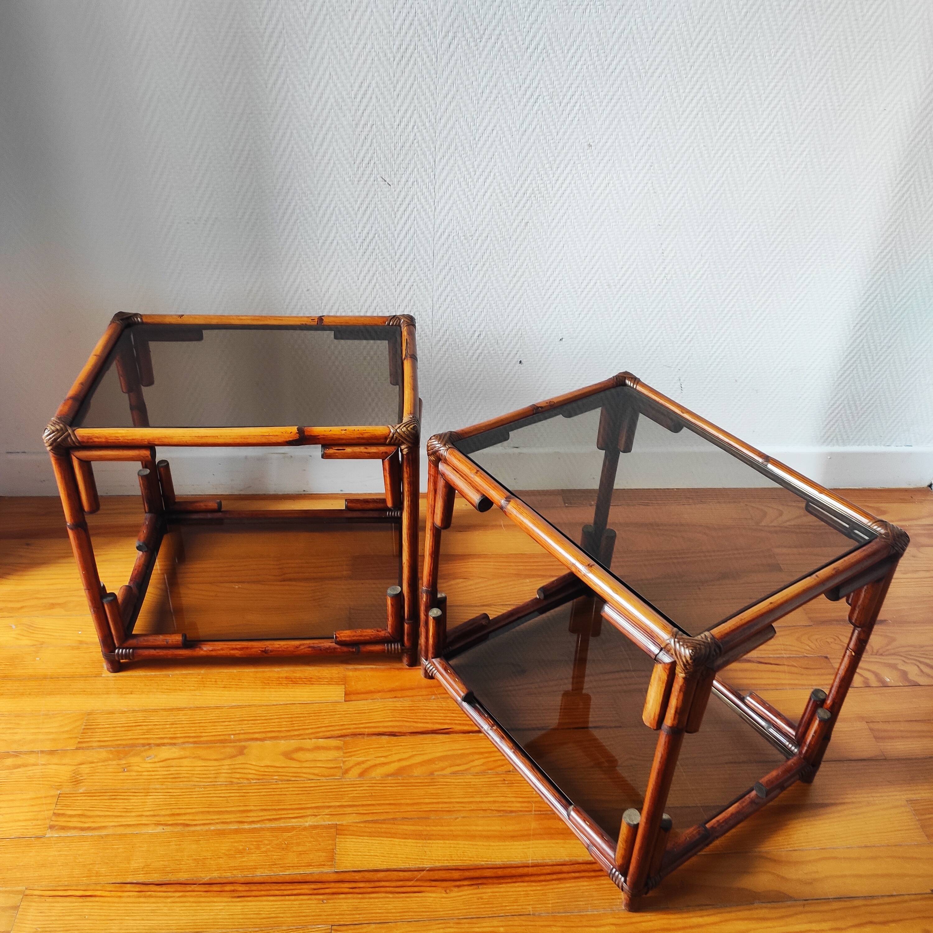 Pair of vintage 70/80s bedside tables and sofa ends