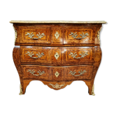 Louis XV curved chest of drawers in precious wood markers around 1900