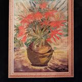 Ancient painting depicting a bouquet of flowers.