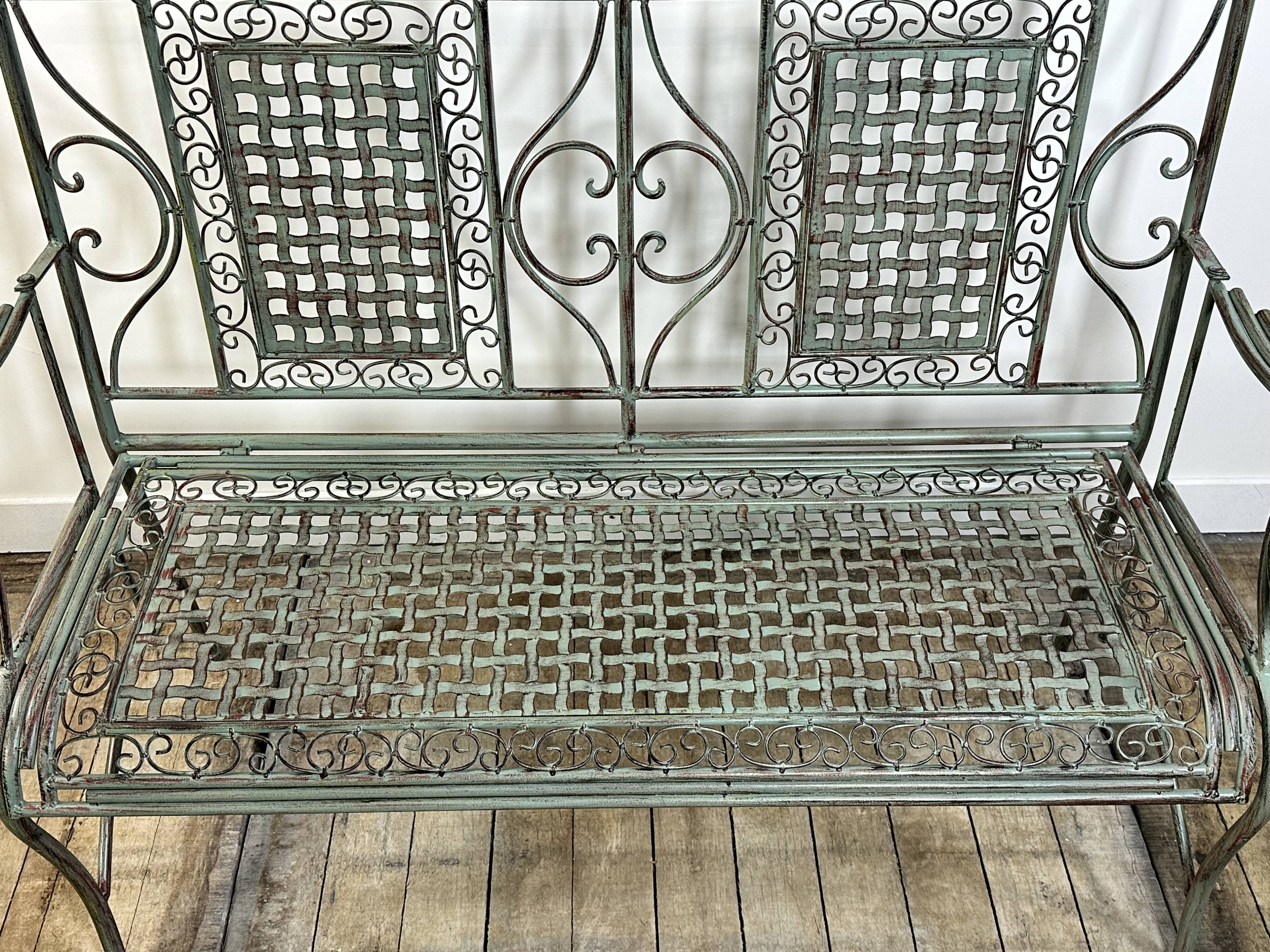 Folding iron garden bench