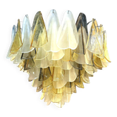 Venetian Amber and Fumè Multicolor “Rondini” Murano Glass Chandelier
