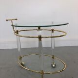 Italian Brass & Glass Bar Serving Cart Trolley, 1970s