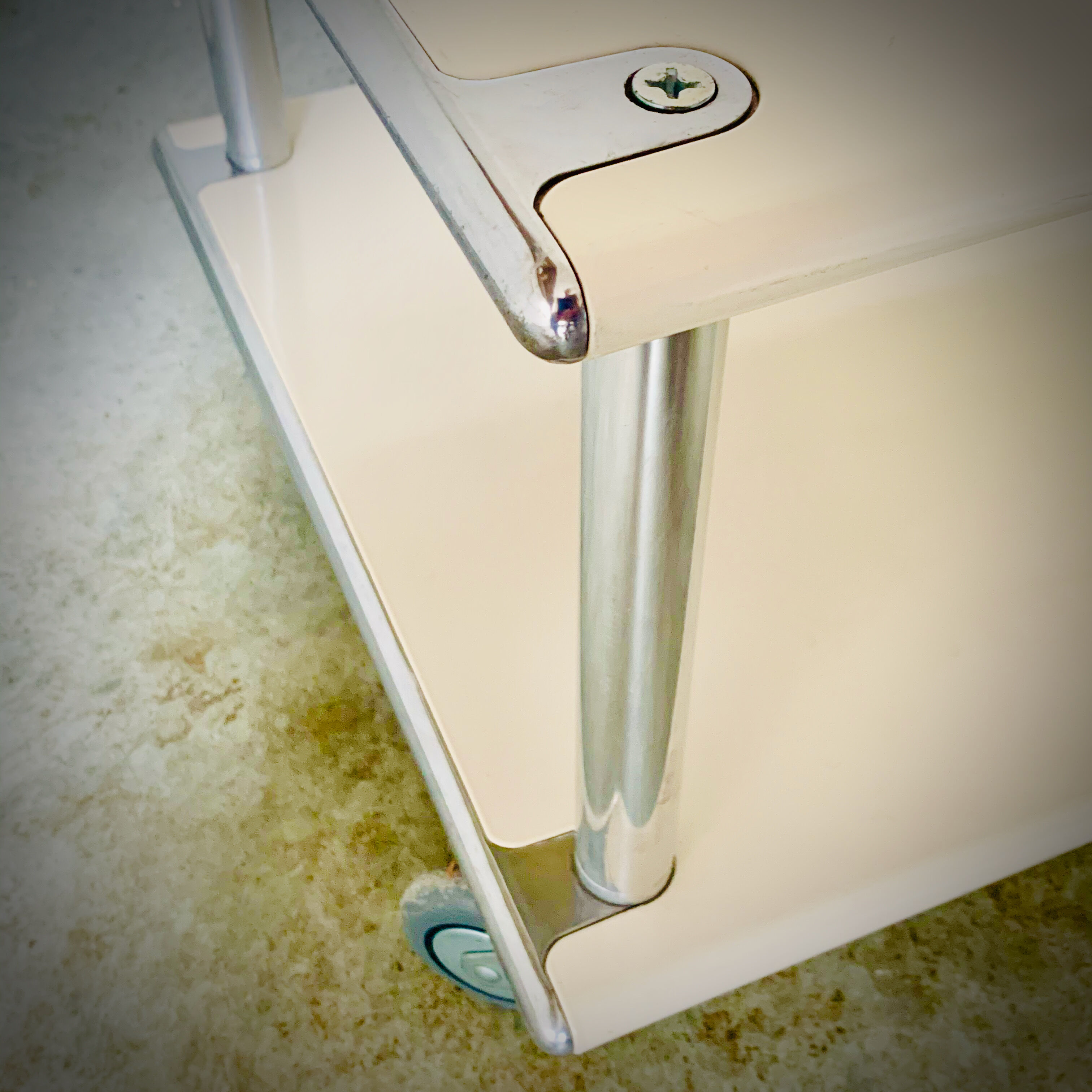 Modernist coffee table - airplane wing - in lase plate and brushed aluminium