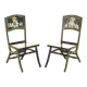 Pair of military folding chairs with Indian decoration.