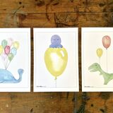 Set of 3 A4 children's illustrations