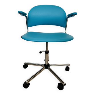 Chaise de bureau vintage bleu océan par Kovona modèle K-107 de Tchécoslovaquie des années 1979