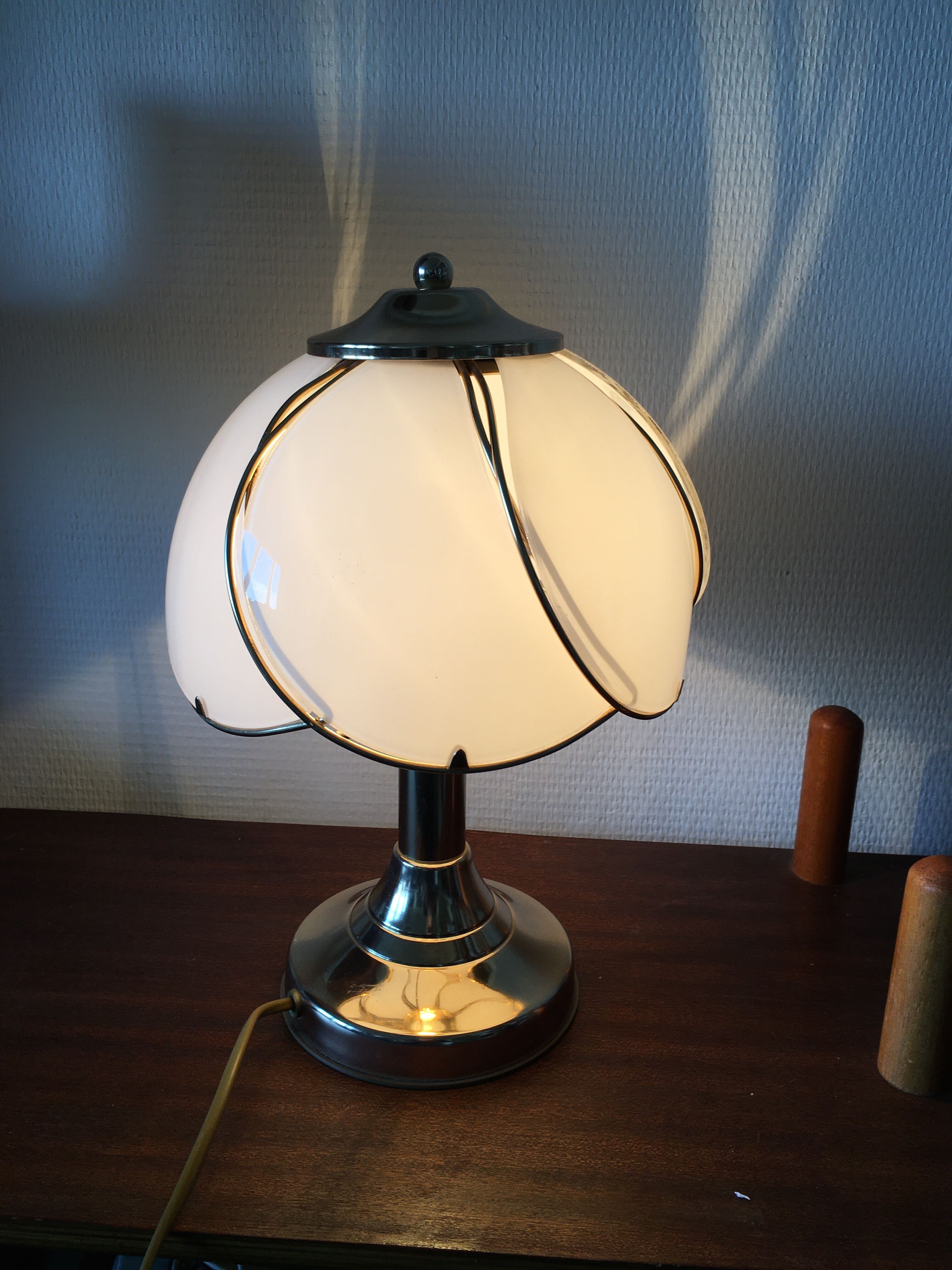 Vintage regency brass and glass table lamp, 1970s