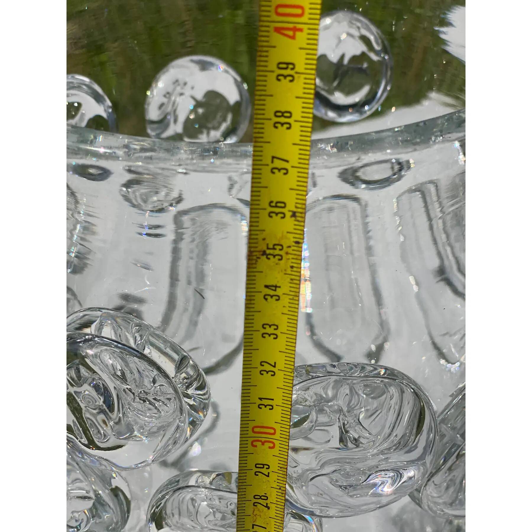 Contemporary hand-blown transparent Murano glass vase with bubbles