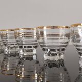 6 gobelets en verre transparent liseré doré