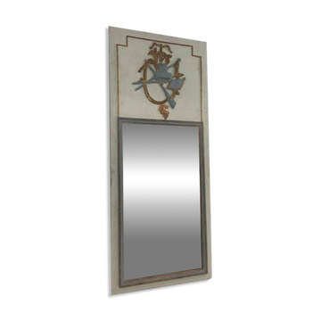 Louis XVI style mirror in patinated carved wood