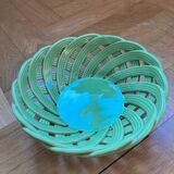 Green woven ceramic basket