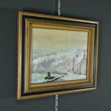 Painting “Under the Snow”, signed J.J Duboc – 1980