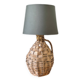 Vintage rattan demijohn lamp