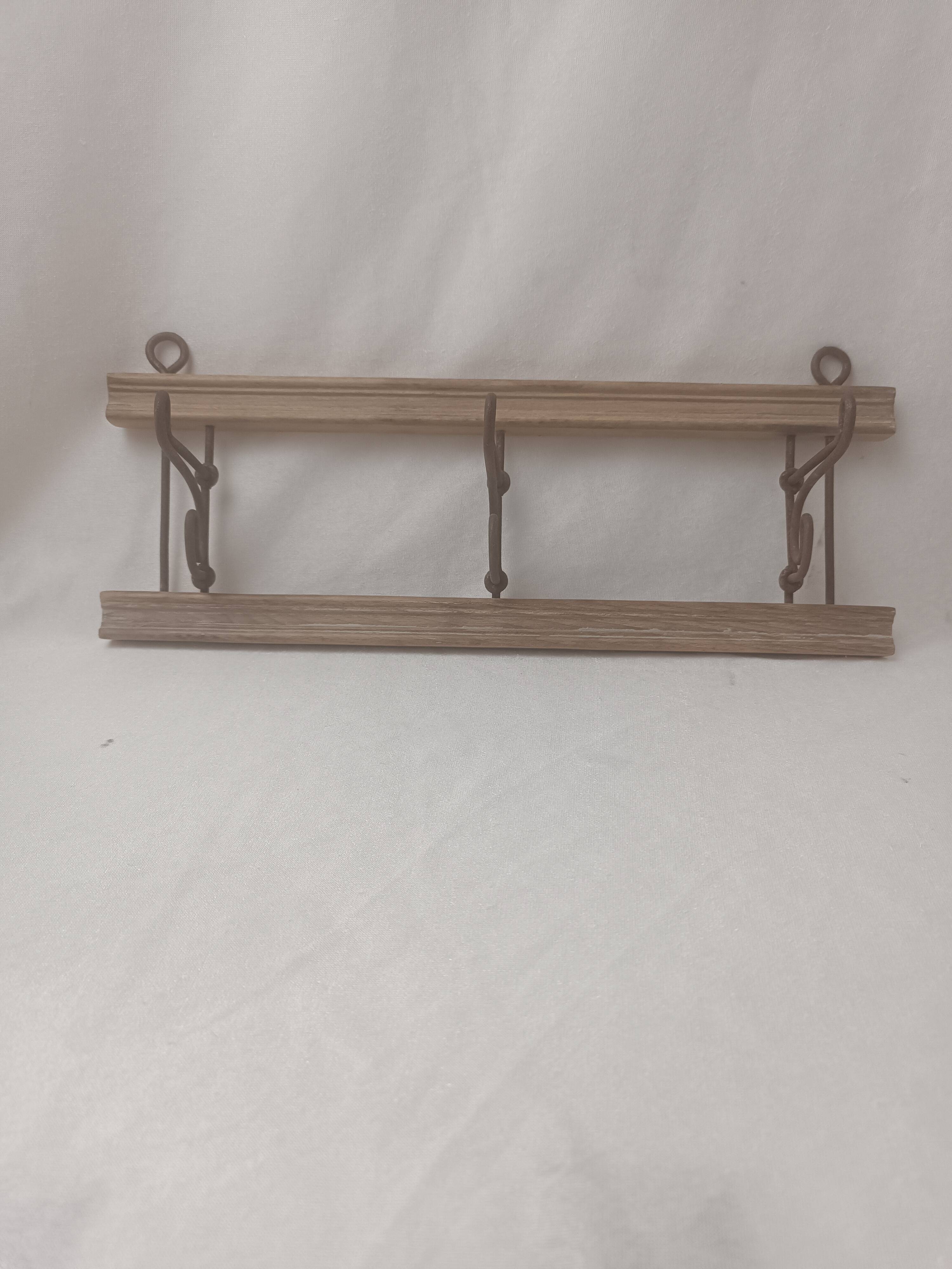 Coat rack/wood & iron hooks