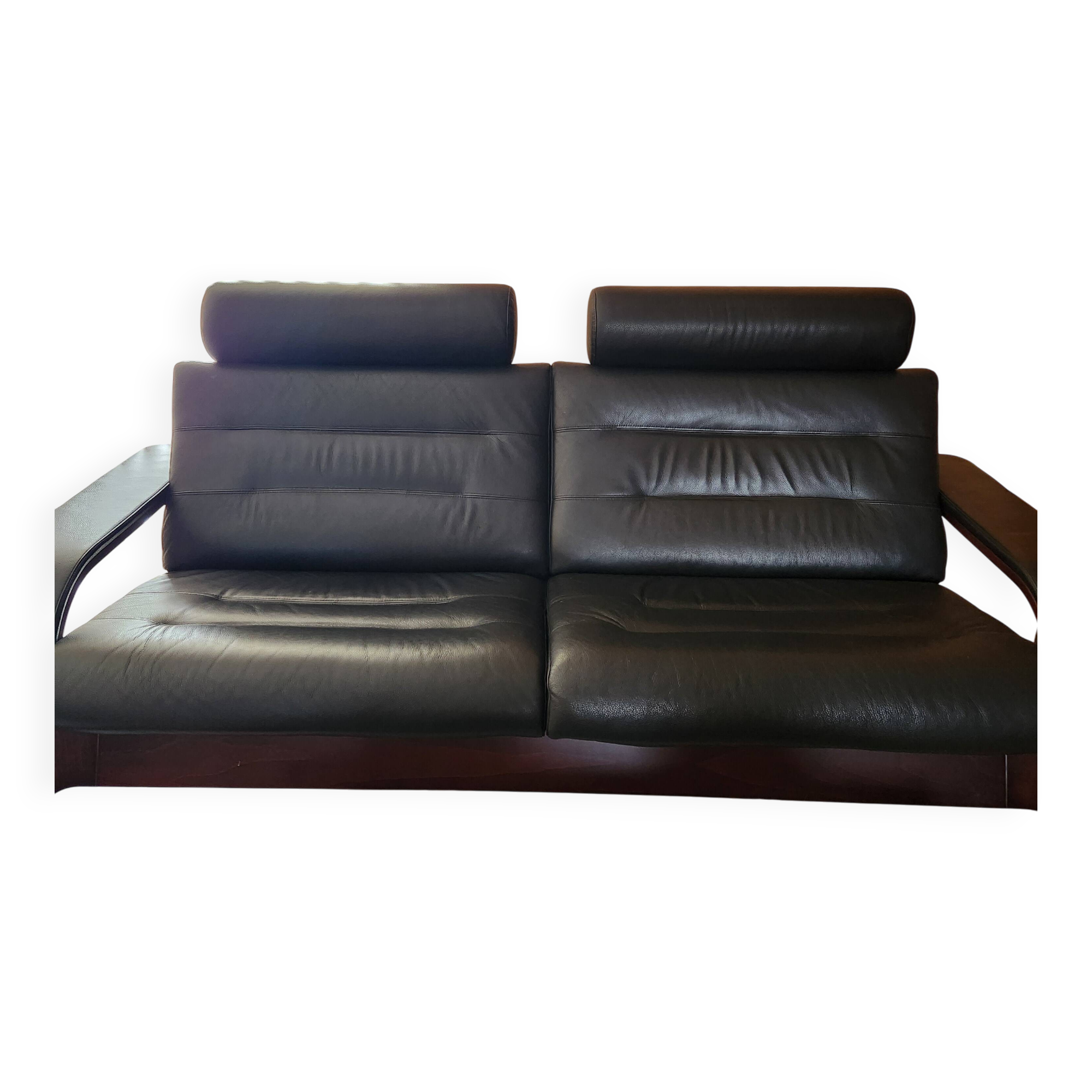 Black leather sofa Nova Roche Bobois