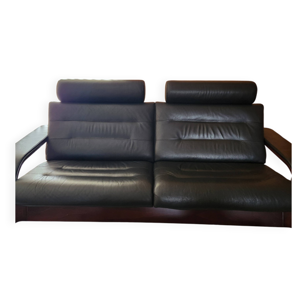 Canapé en cuir noir Nova Roche Bobois