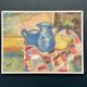 Original Swedish Oil on Panel – “Blue Pitchers and Lemon” by Off – Signed – Vintage and Framed – 37 × 29 cm (14.6 in × 11.4 in)