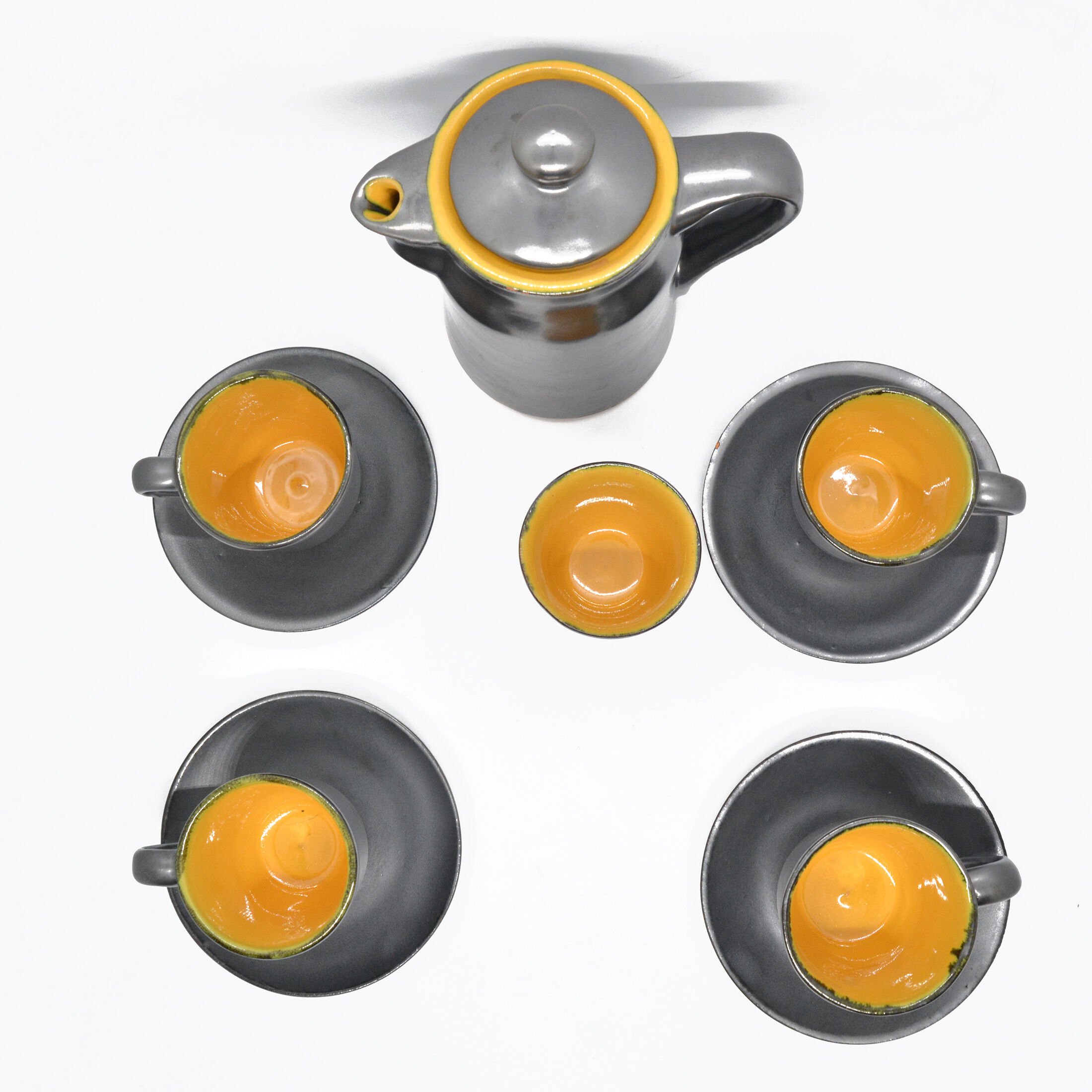 1960s modern ceramic coffee service Gramann (Topferei Römhild), Germany