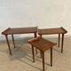 Set of three nesting low tables in a Japanese style, made of mahogany.