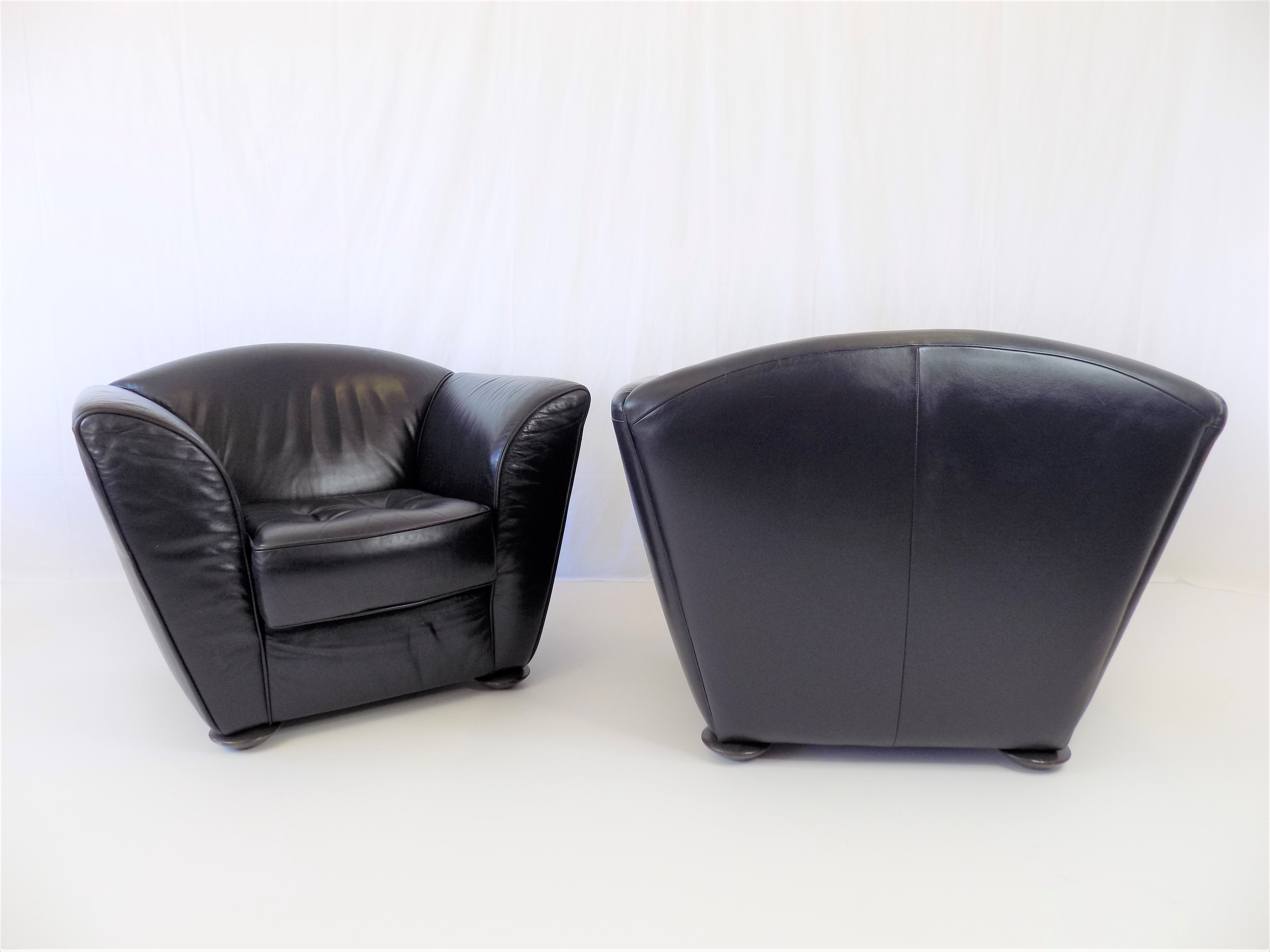 Cor zelda set of 2 leather armchairs by peter maly