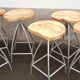 Set of 6 wooden stools with adjustable metal legs