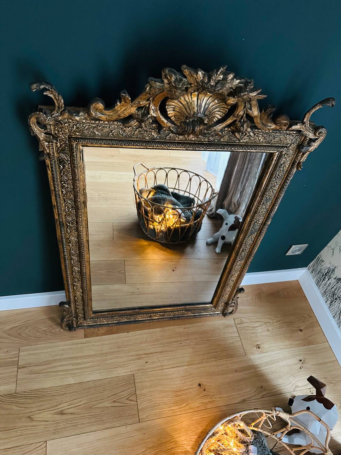 Golden wooden mirror