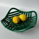 Green woven ceramic basket bowl