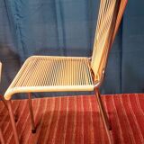 Paire de chaises en chrome et scoubidou jaune