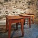 Set of 3 vintage French wooden stools from the 1950s.
