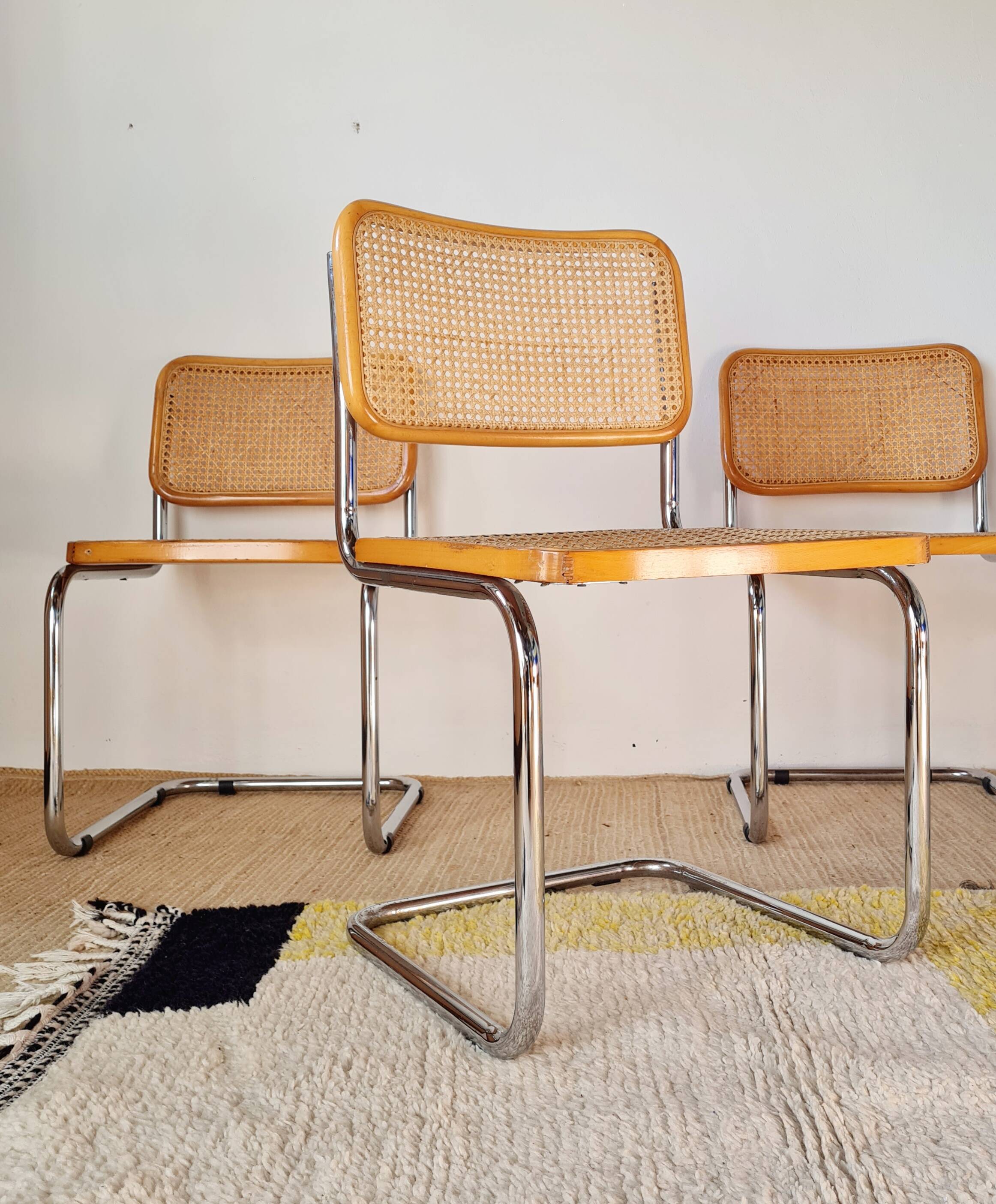 4 chaises italiennes Marcel Breuer B32 Cesca, années 70