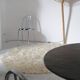 Vintage ecru natural wool round rug