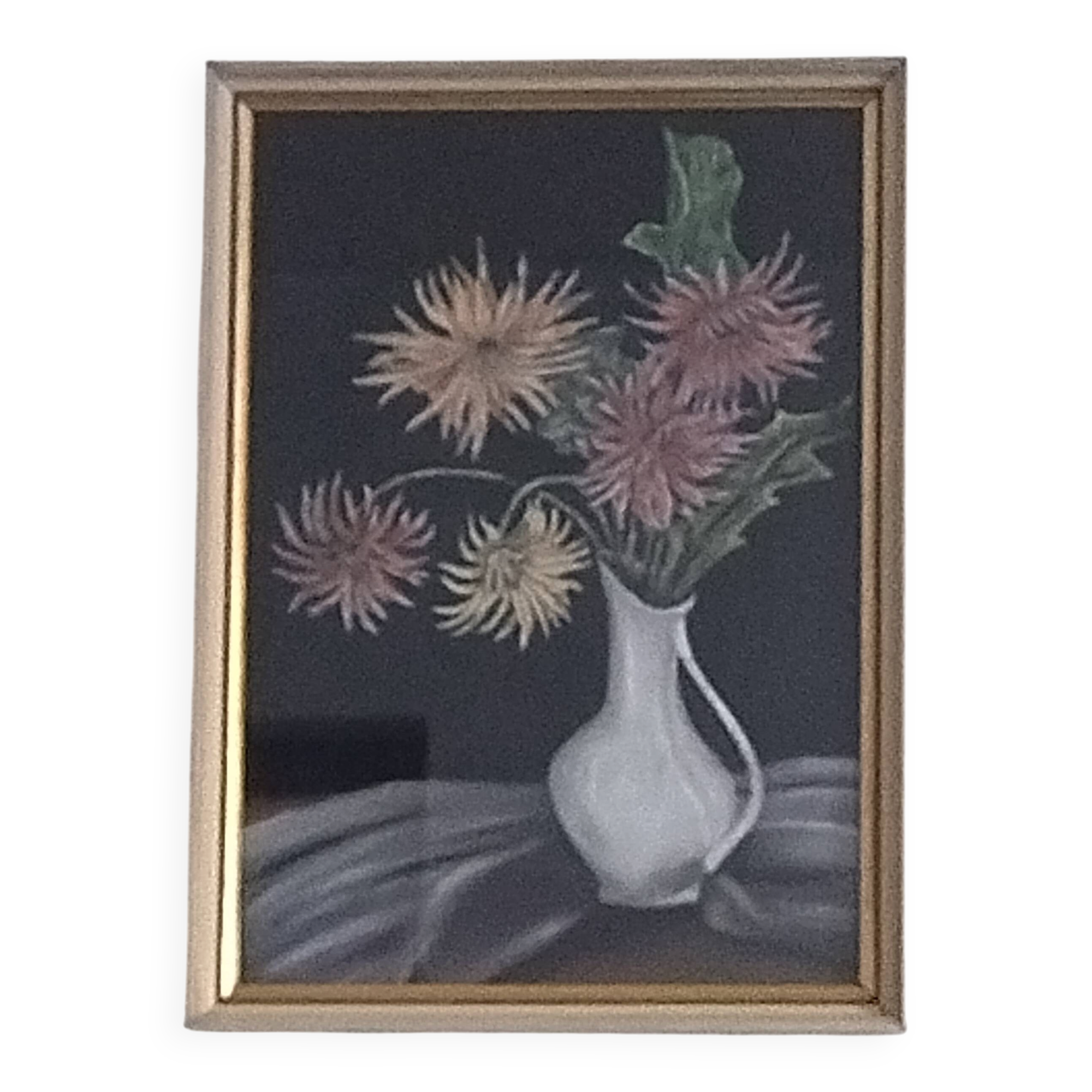 Old Tableau Pastel - Still Life Flowers - J. Gelders