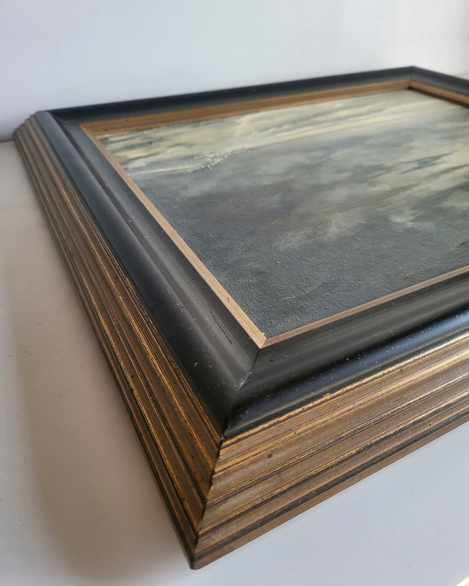 Oil on Panel P. Scherer Moonlit Seascape