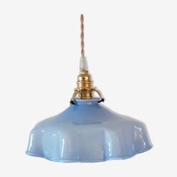 Suspension vintage opaline bleue