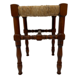 Tabouret en osier vintage
