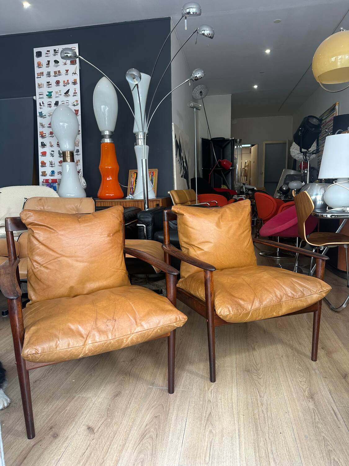 Pair of PJ 56 Grete Jalk armchairs in Rio rosewood, 60s