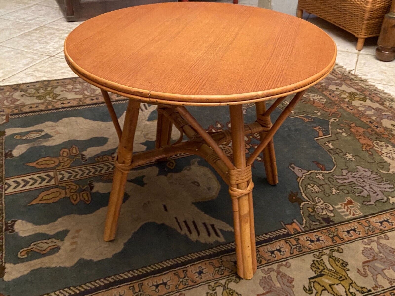 Circular rattan coffee table 1970-1980