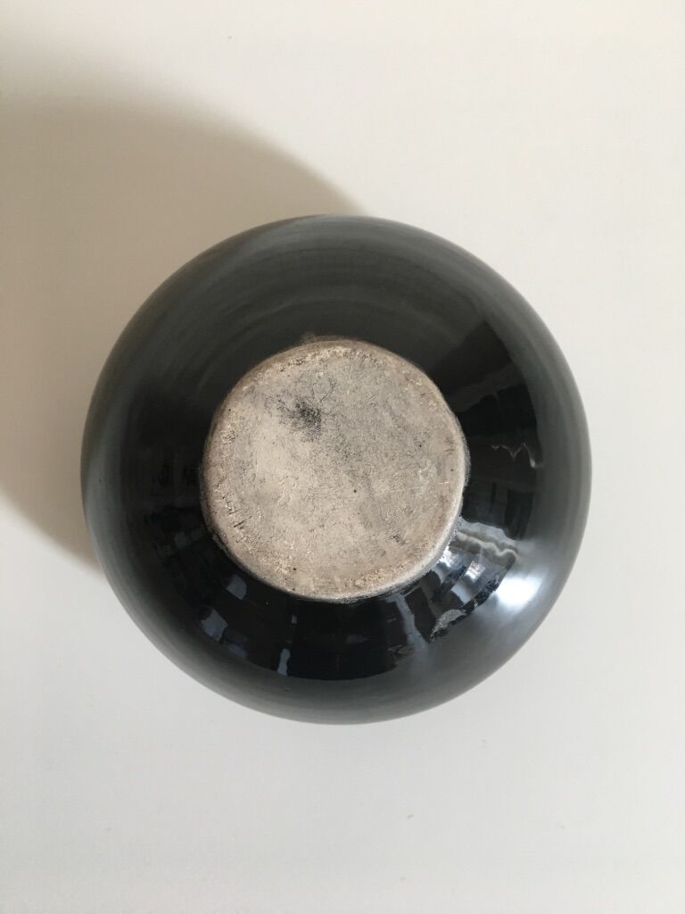 Black ceramic free-form ashtray, 1960