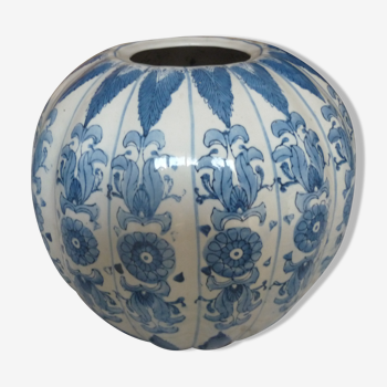 Vase potiche en céramique de style asiatique bleu blanc