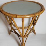 Tripod booster coffee table in rattan 50s