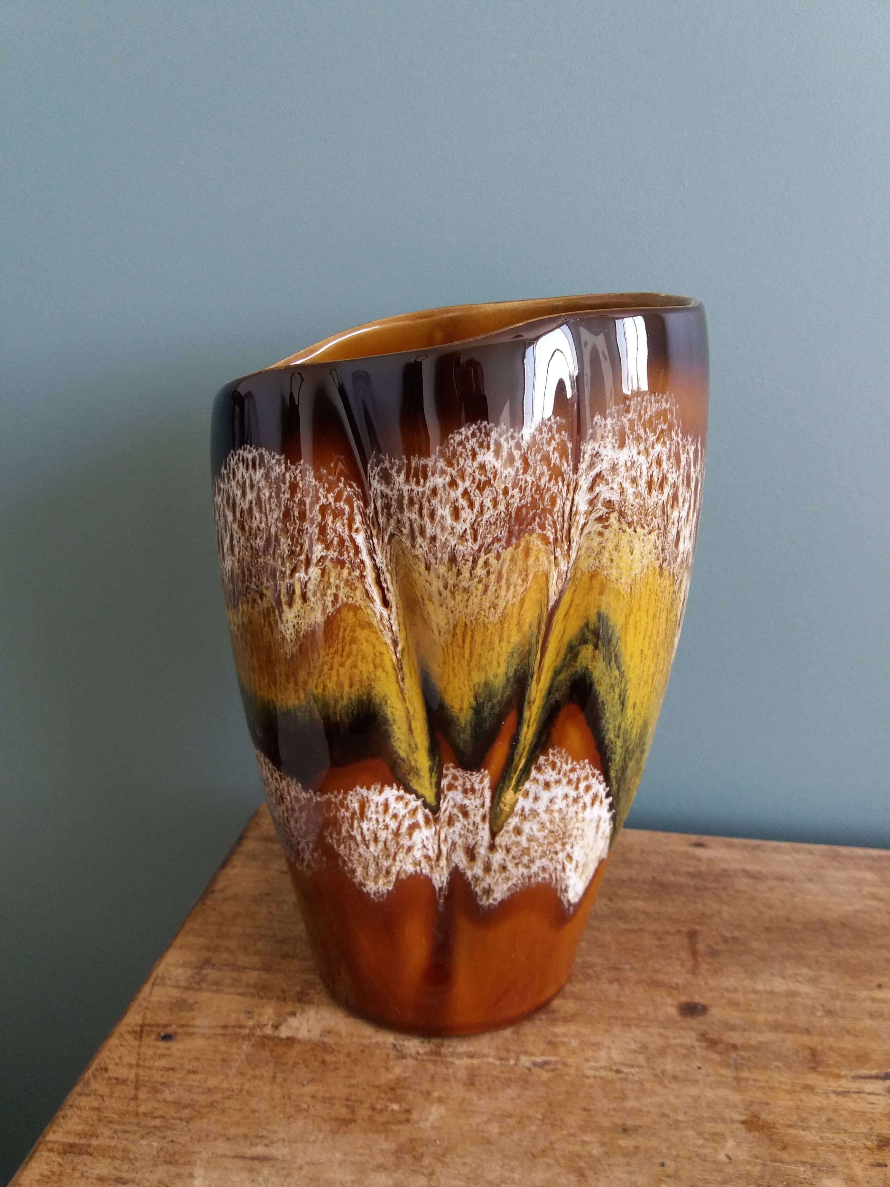 Sarreguemines Digoin flamed ceramic vase