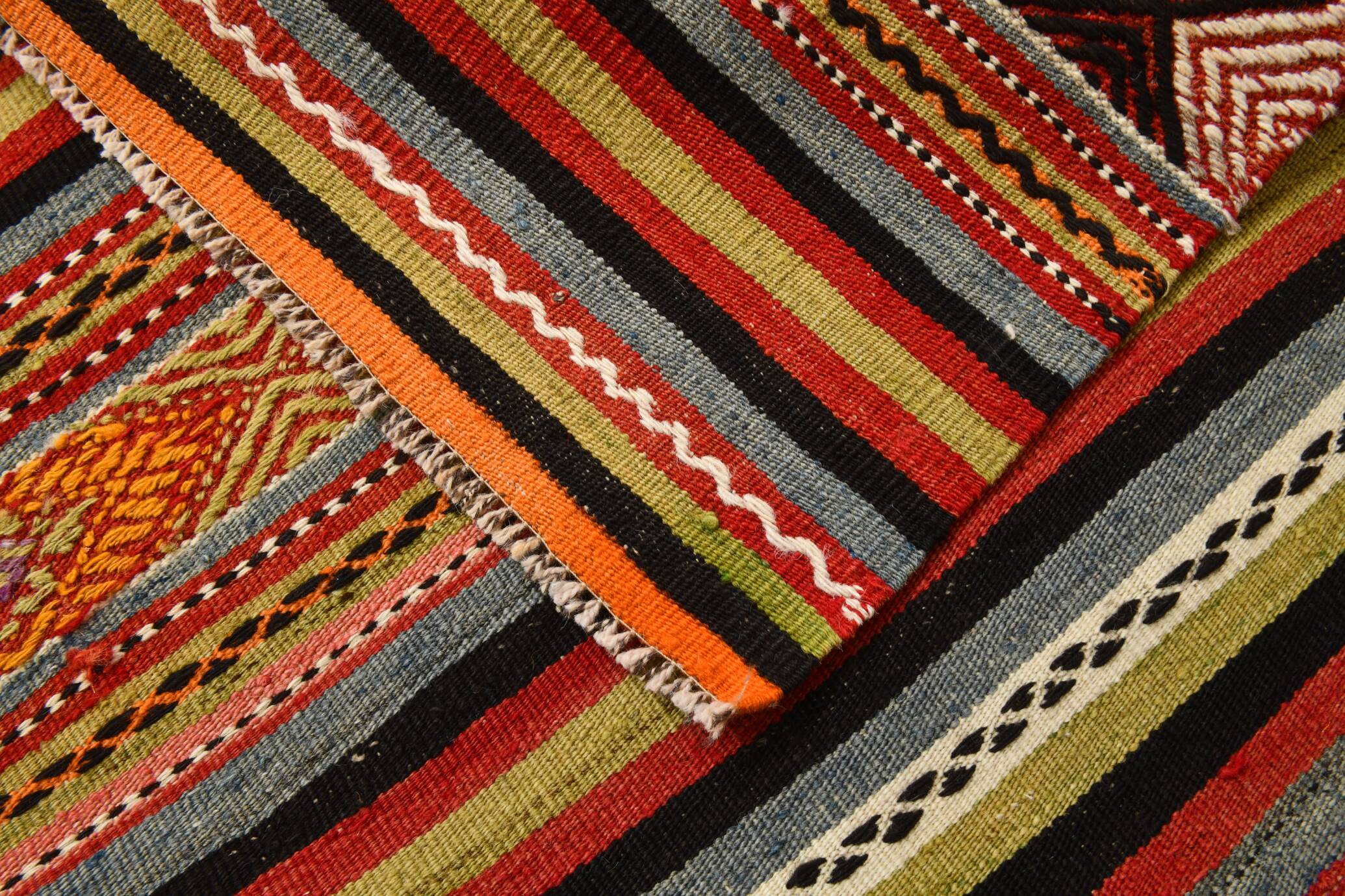 6x8 Red Blue Striped Vintage Kilim Rug  173x243Cm SK 33439