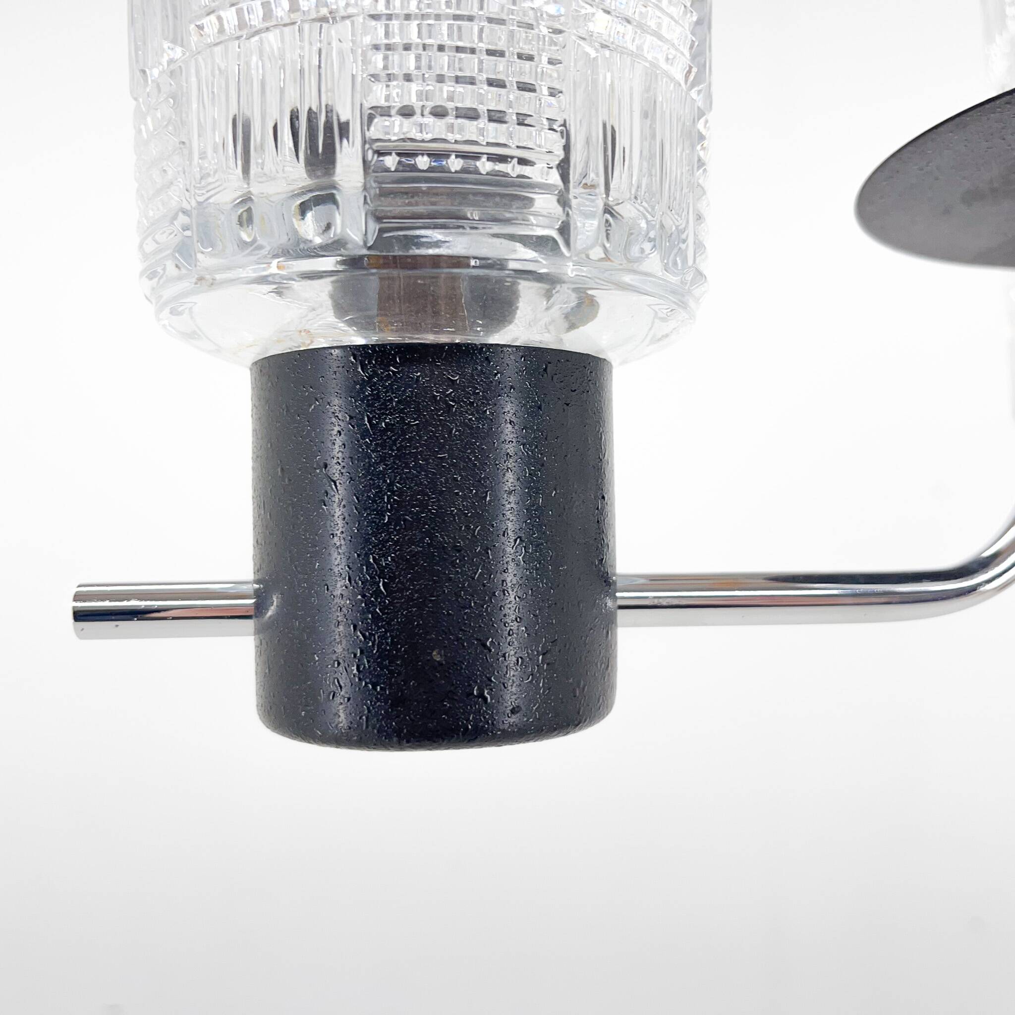 1970s Chrome, Glass & Metal Chandelier, Czechoslovakia