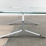 Joker coffee table in chrome and glass in mid-century Space Age style by Olivier Mourgue for Airborne, 1960s.