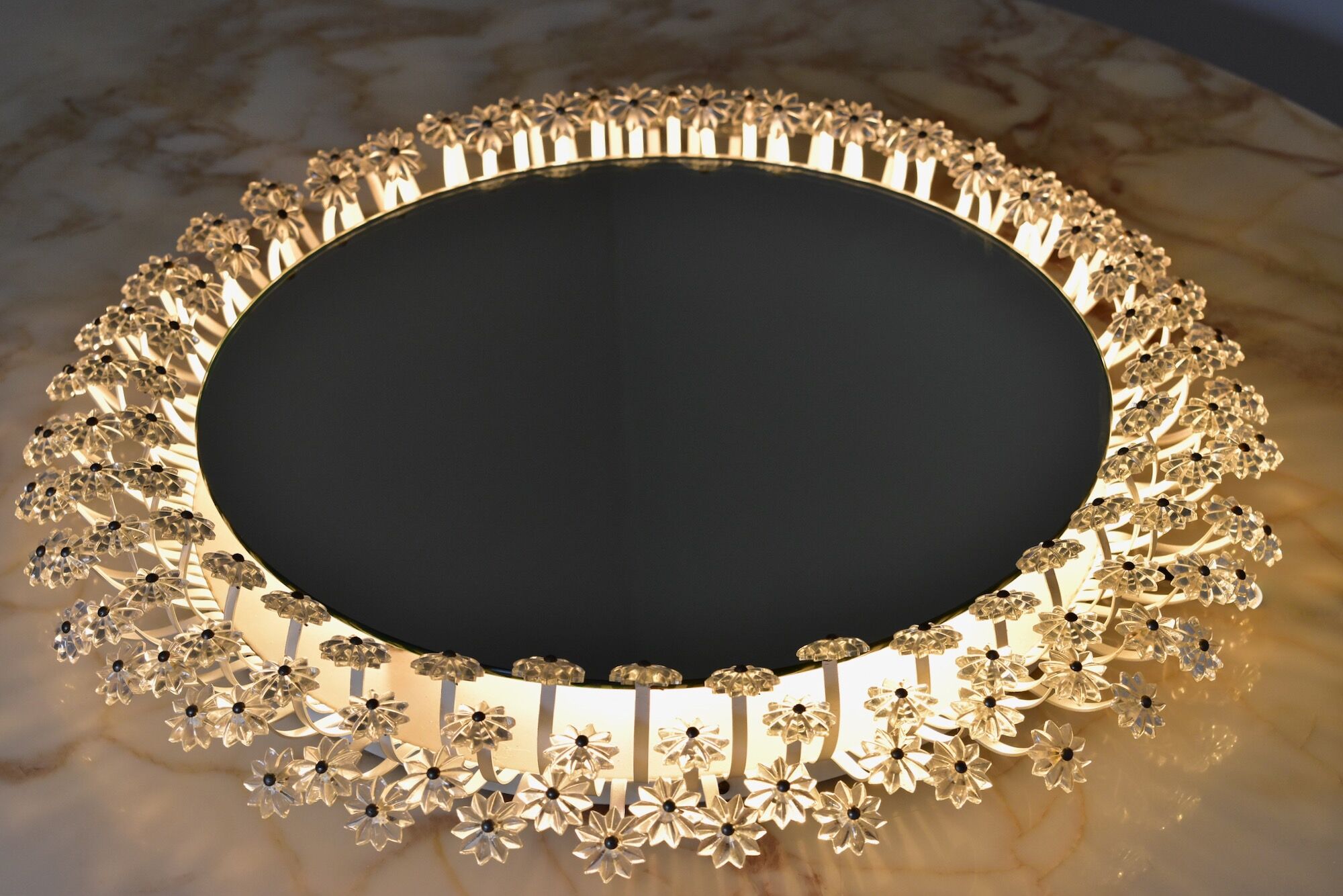 Round Backlit Mirror by Emil Stejnar for Rupert Nikoll Austria 1950s 58cm