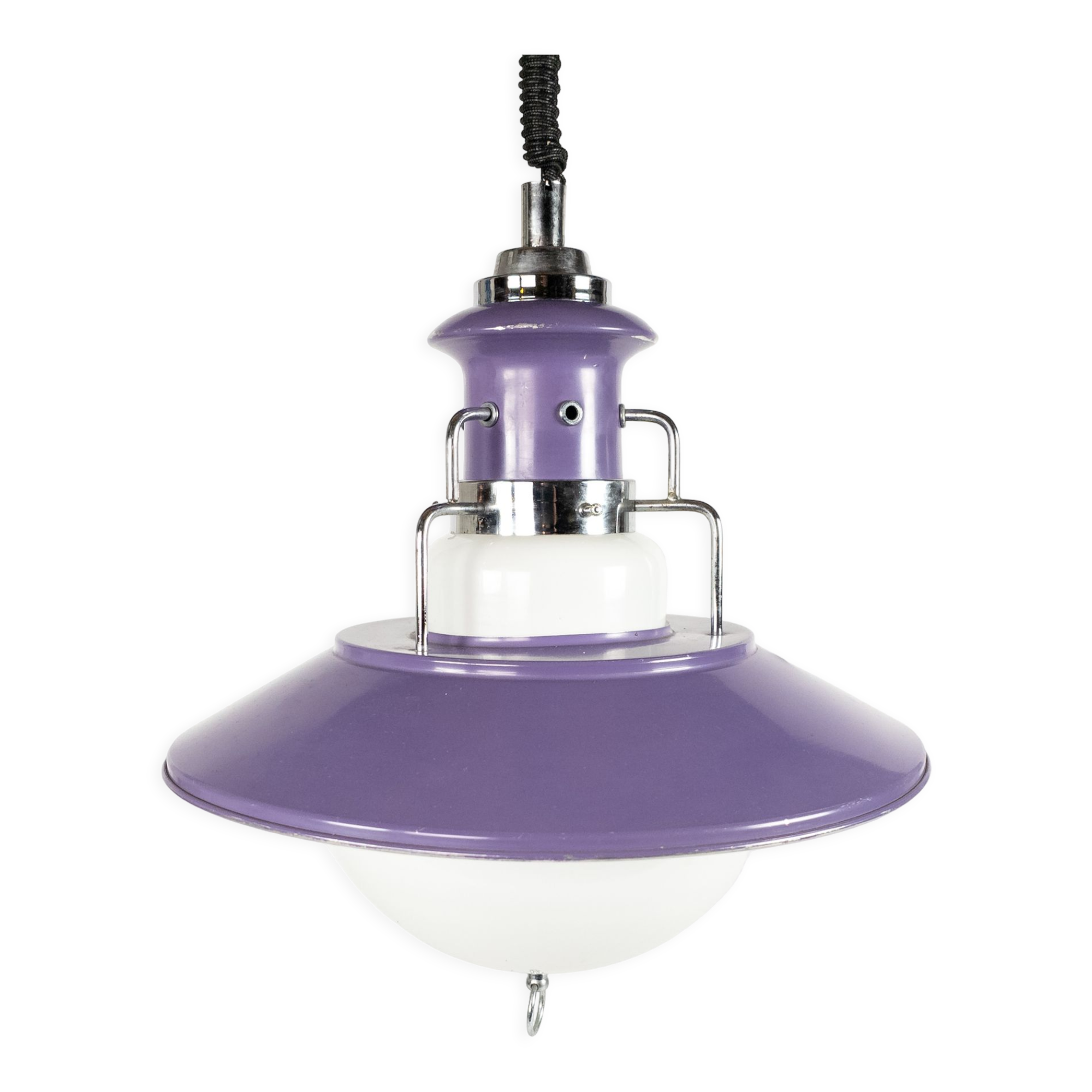 Lampe suspendue Brevettato en verre opale et métal Italie 70s