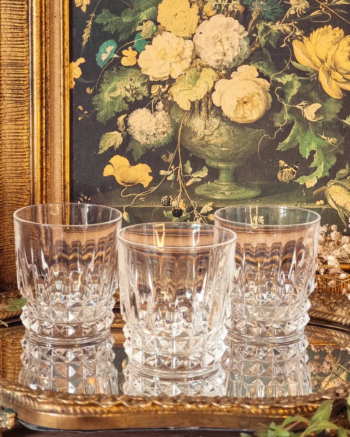 6 crystal water/whiskey glasses