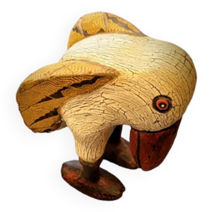 Oiseau en bois et tissu
