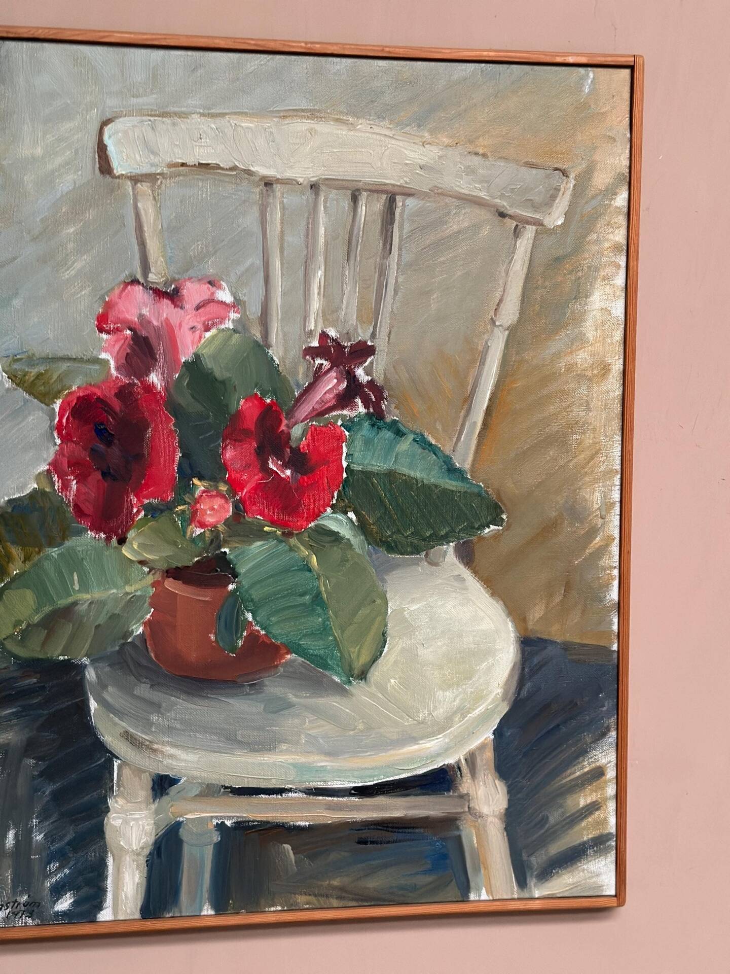 Huile sur toile originale suédoise – “Gloxinée” par Aina Engström