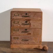 Small Japanese desk chest in oak and red pine, mid-Showa period, circa 1945–1970.